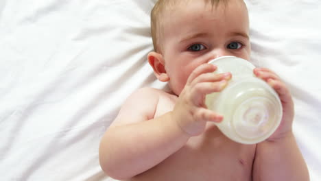 A-baby-is-drinking-his-feeding-bottle