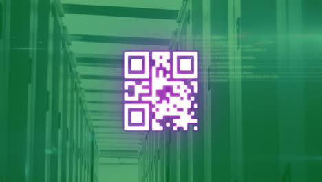 Animation-Von-QR-Code-Und-Datenverarbeitung-über-Serverraum