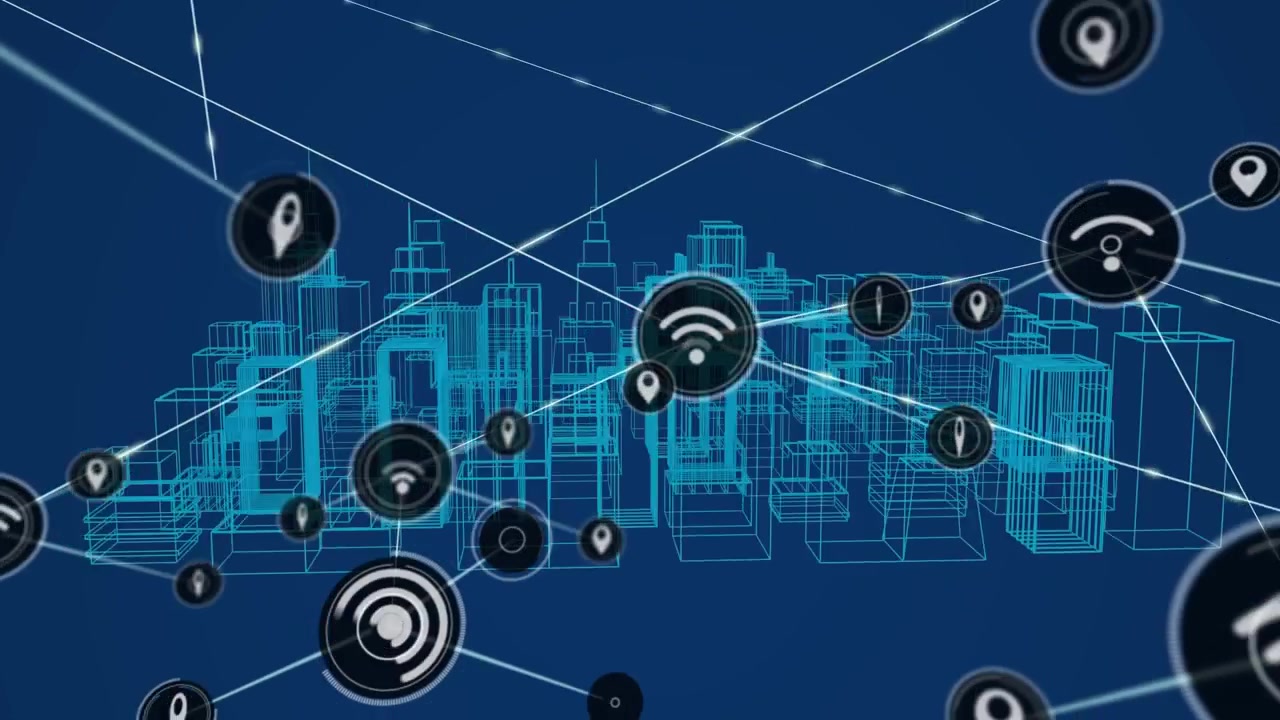 L'animazione raffigura un intricato concetto di networking aziendale globale.