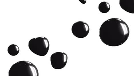 digital animation of multiple black water drops against white background