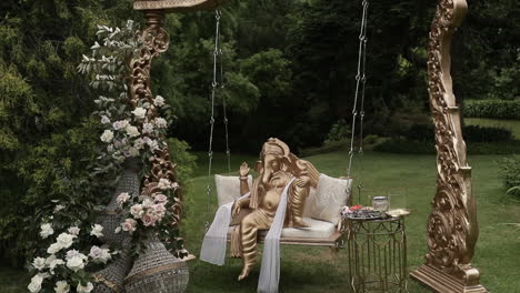 ganesha decor in an outdoor traditional indian ceremony