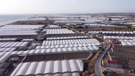 Greenhouse-plantation-drone-shot.-Sicily,-Italy