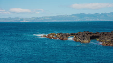 wide shot of rocky coastline