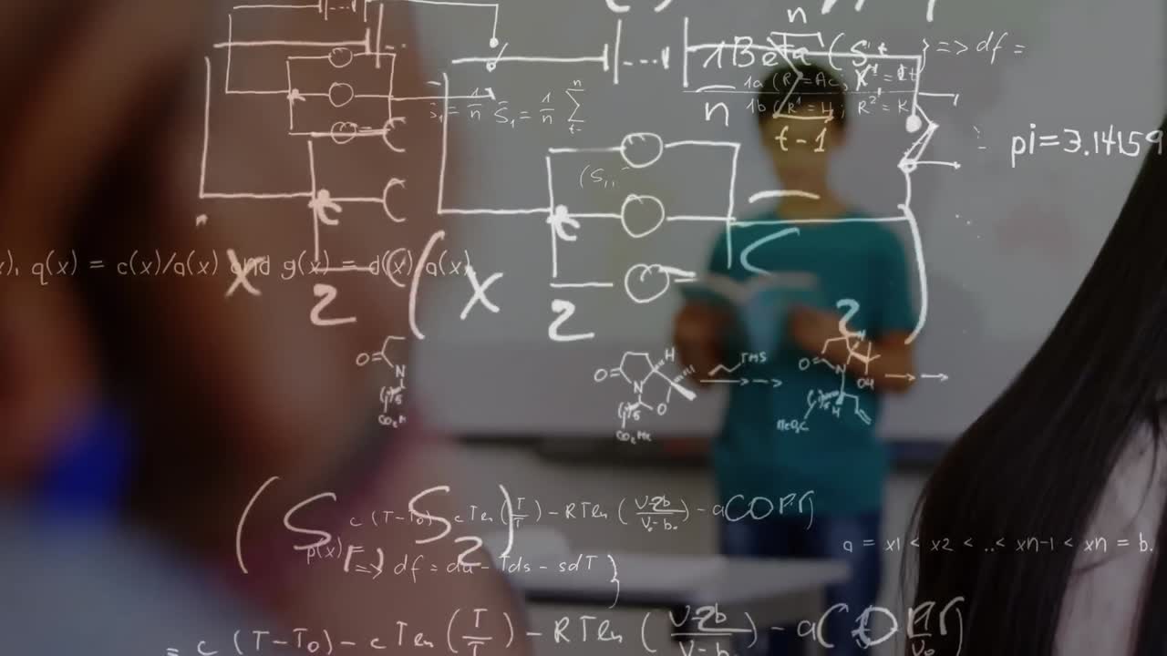 animación de sobre ecuaciones sobre escolar con auriculares vr