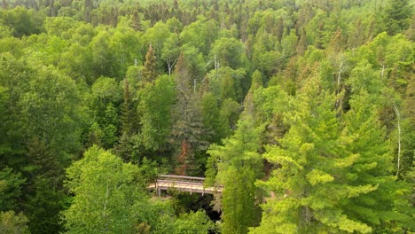 Aerial-view-of-superior-national-forest-during-summer-months,-Minnesota-north-shore