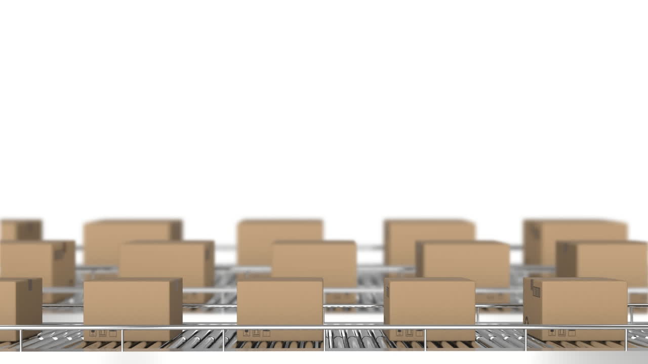 컨베이어 벨트 에 있는 패키지