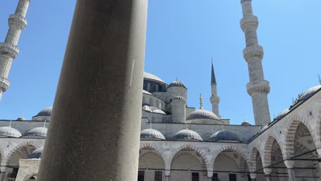 suleymaniye mosque left to right dolly reveals grand buildings in turkey