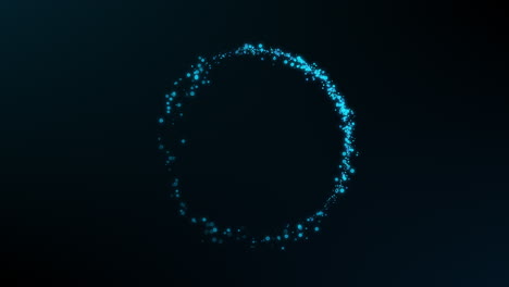 Evolving-animation-of-blue-particles-forming-a-ring-with-a-trail-of-bokeh-spirals