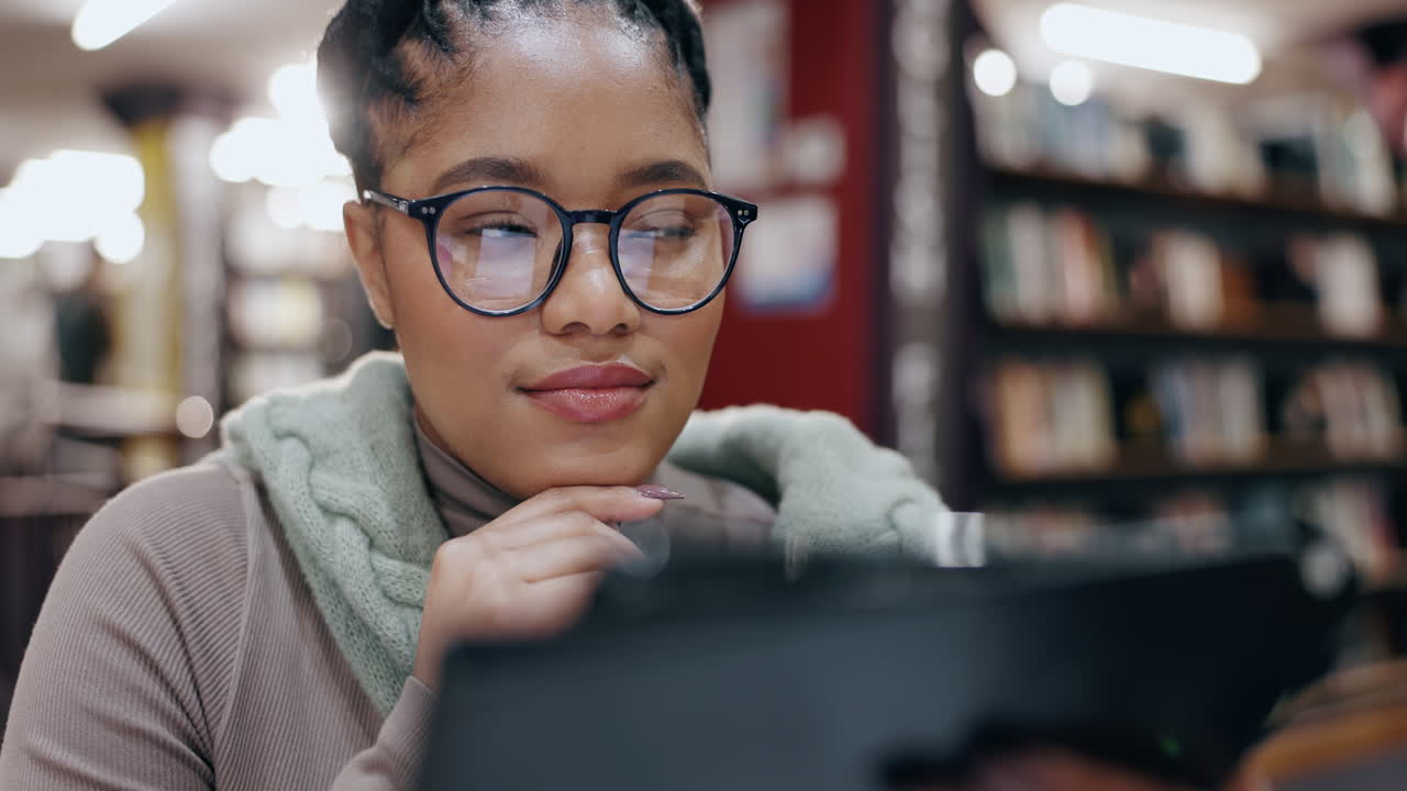 Woman studying in a library