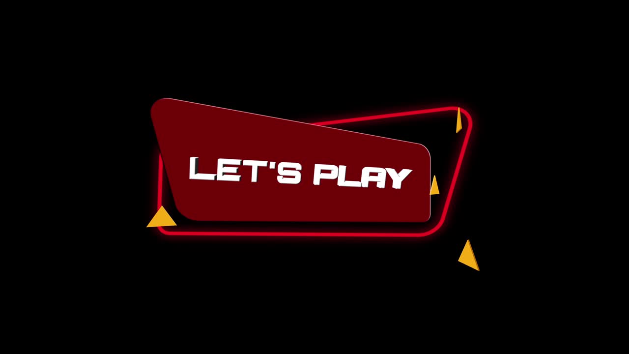3d animation text Let's play on trendy flat geometric banner. Flying and rotating object. 4K Video motion graphic animation.
