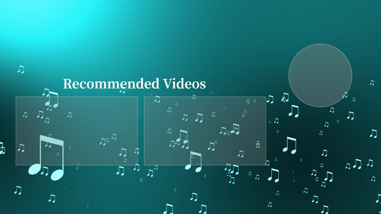 음악적 노트 입자 분류 엔드 카드 엔딩 스크린 모션 그래픽