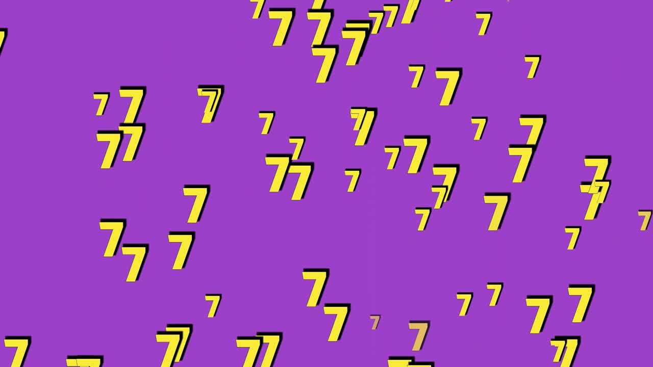 Animazione in motion graphics del numero sette (7) su sfondo bianco, numero cartoon 4K per elementi video.