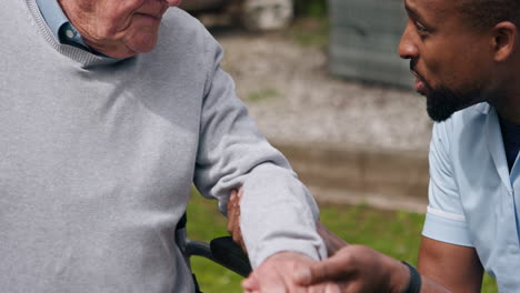 caretaker helping senior man