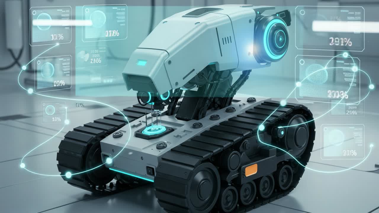 An Advanced Robotic Exploration Device Demonstrating Cutting-Edge Technology with Integrated Sensors and Display Interfaces for Data Collection and Navigation in a Controlled Environment