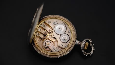 detailed view of an open pocket watch mechanism