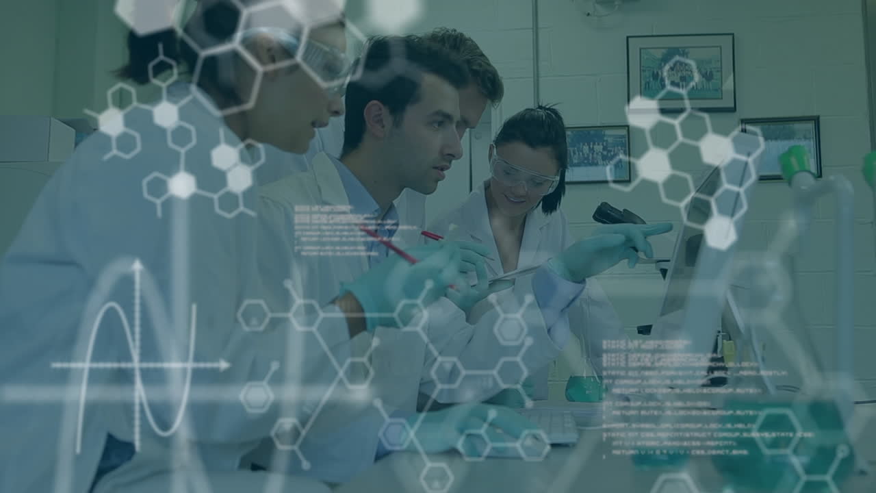 animación de datos científicos sobre diversas trabajadoras y trabajadores de laboratorio