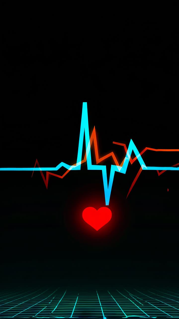Futuristic video concept with a neon heart rate monitor