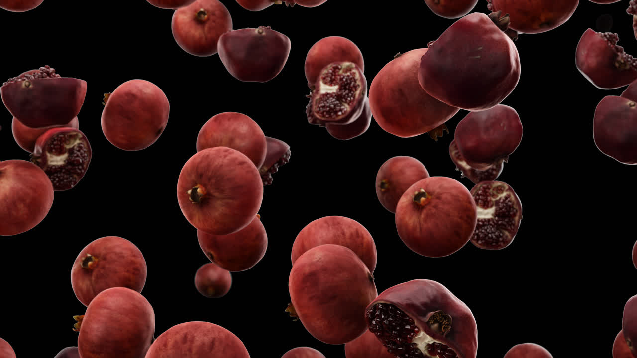 Falling pomegranate on a alpha channel