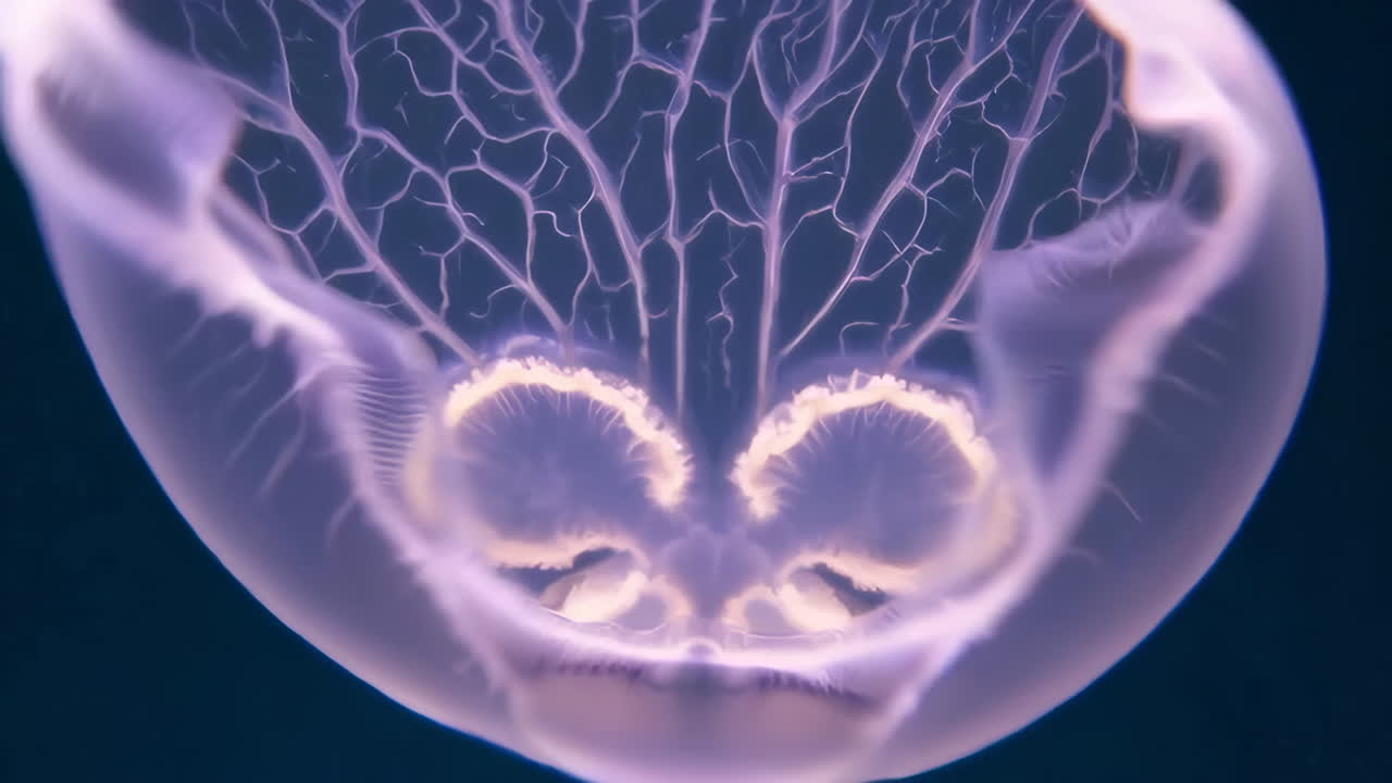 Close-up of a Translucent Purple Jellyfish