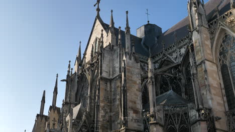 gimbal tilt up shot of basilica of san urban of troyes on sunny day