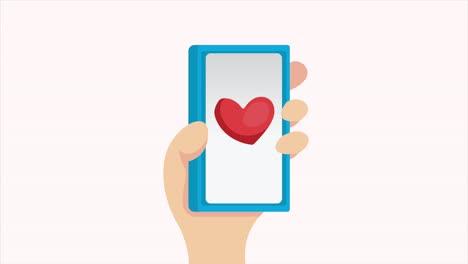 in love emoji in smartphone animation