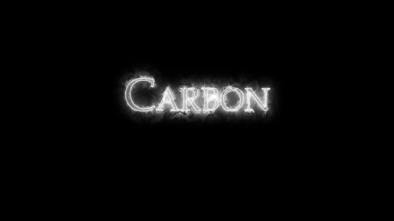 Carbonio, elemento chimico, scritto con il fuoco. Loop