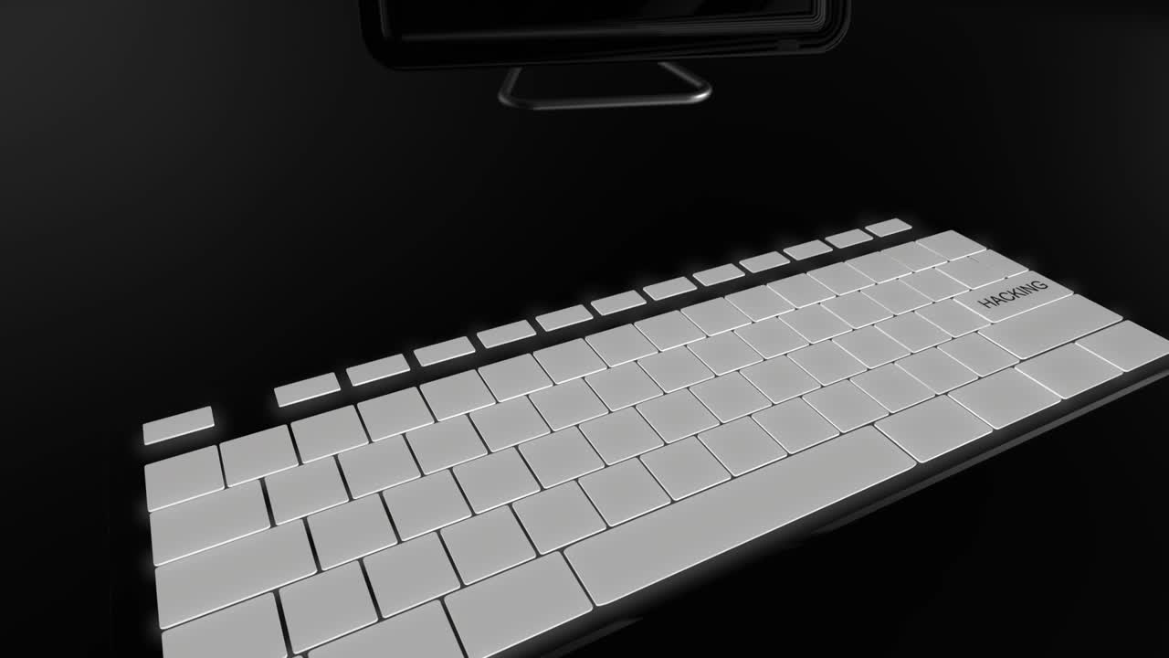 해킹 키 컨셉 4k 3d 애니메이션 녹색과 어두운
