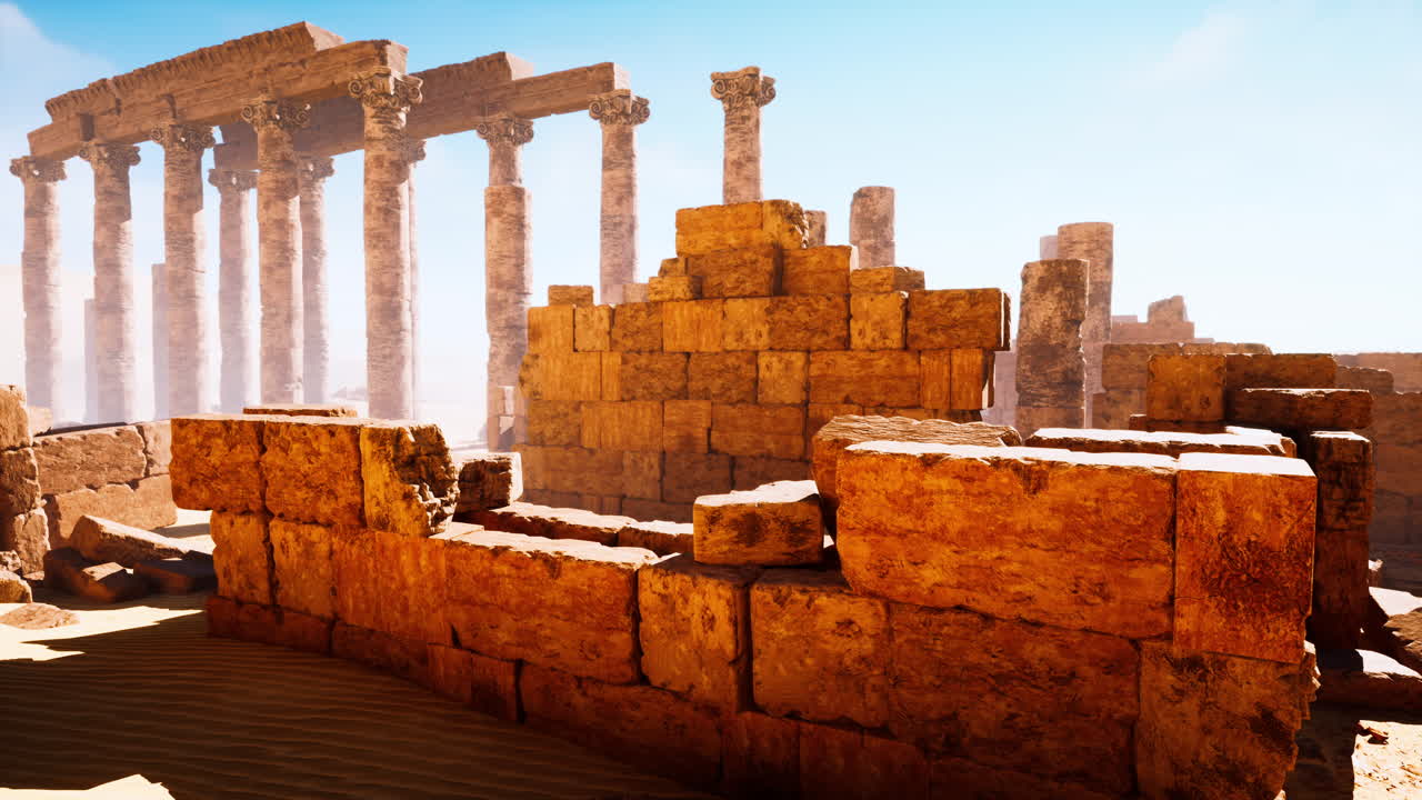 사막 에 있는 고대 유적 들