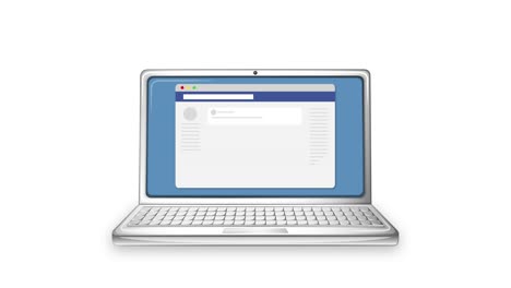 laptop displaying social media interface with notifications