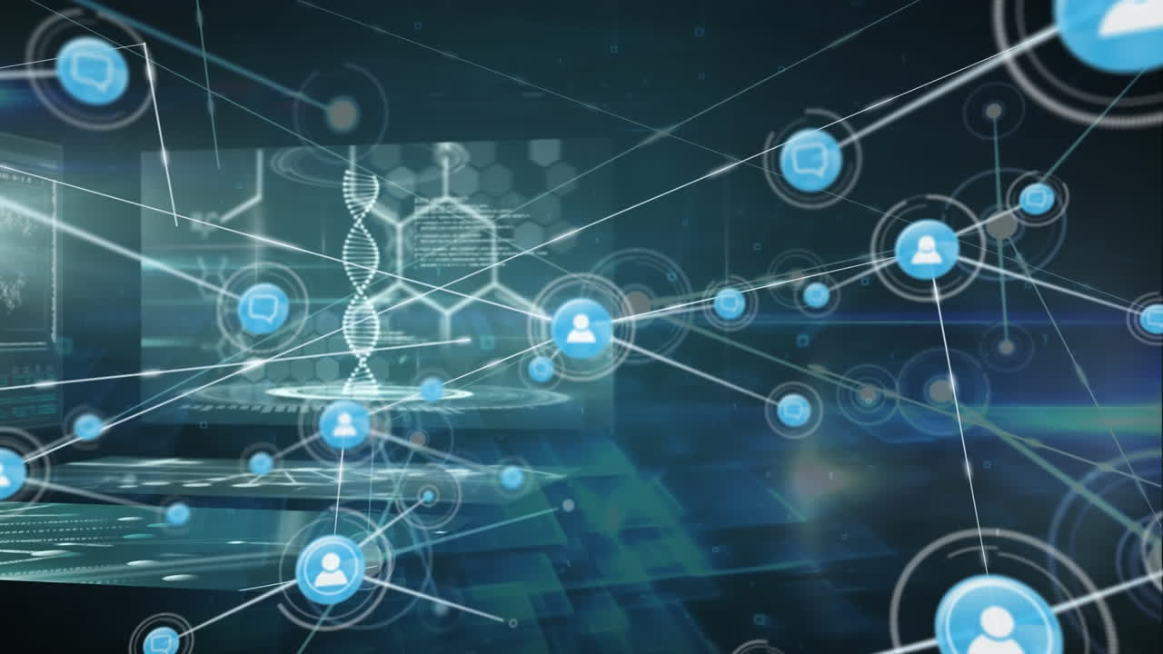 연결 네트워크를 통해 데이터 처리의 애니메이션