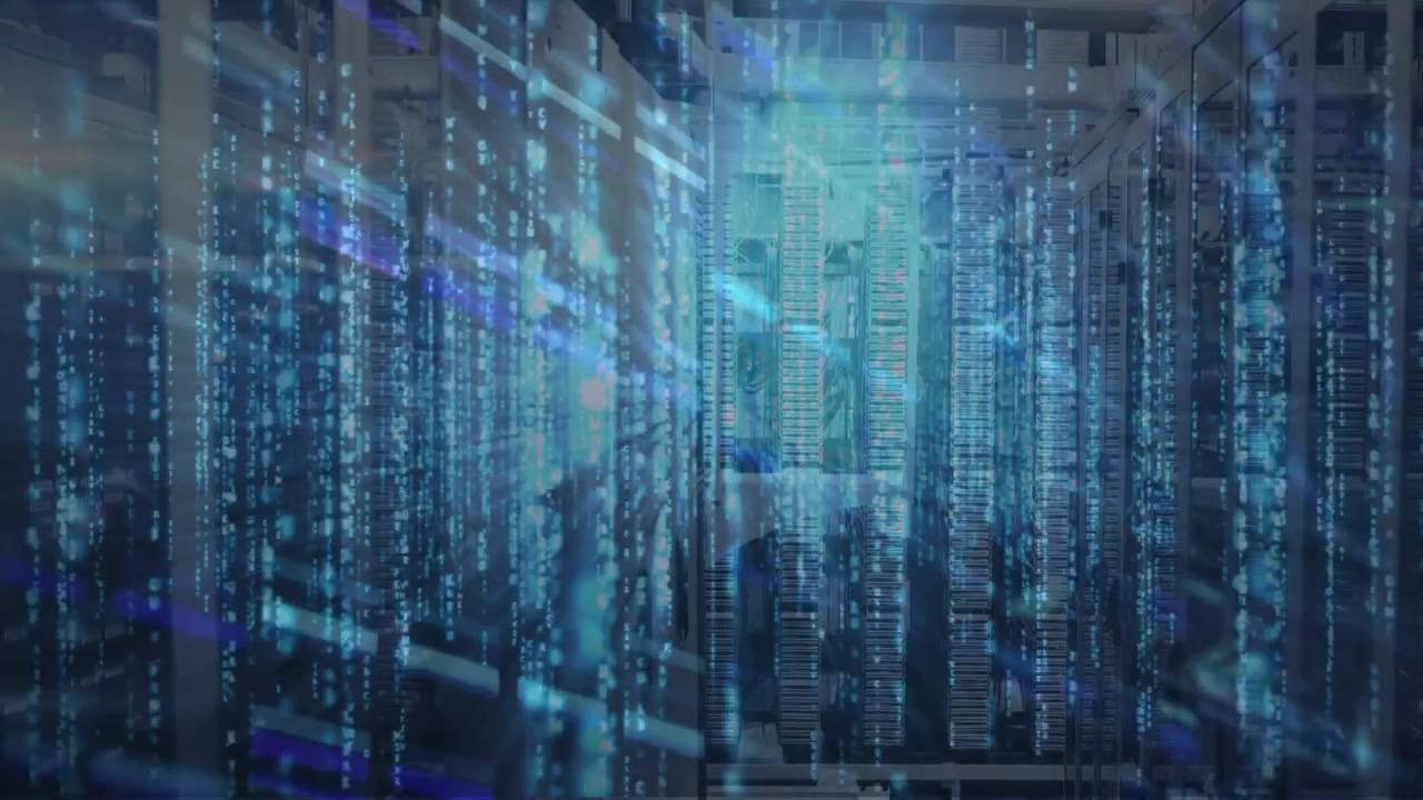 Animation of lights moving over servers