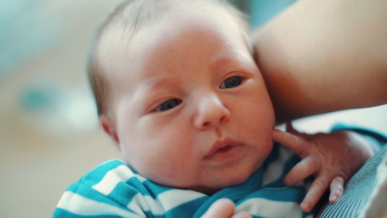 새로 태어난 아기가 어머니의 품에