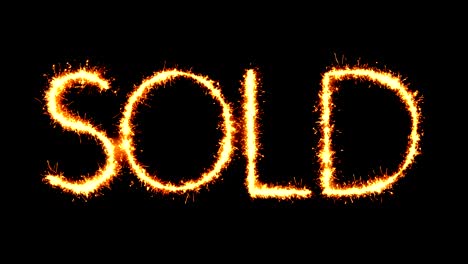 texto vendido chispas brillantes chispas fuego de artificio bucle de animación