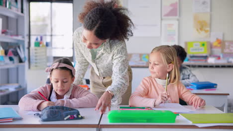 help, teacher and woman in a classroom