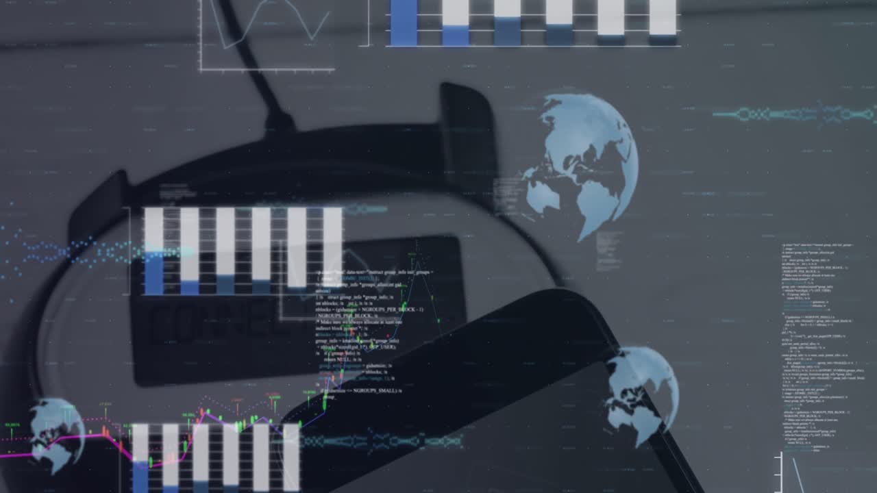 nfc 기술을 통해 결제를 하는 스마트 폰에 대한 통계 데이터 처리 애니메이션