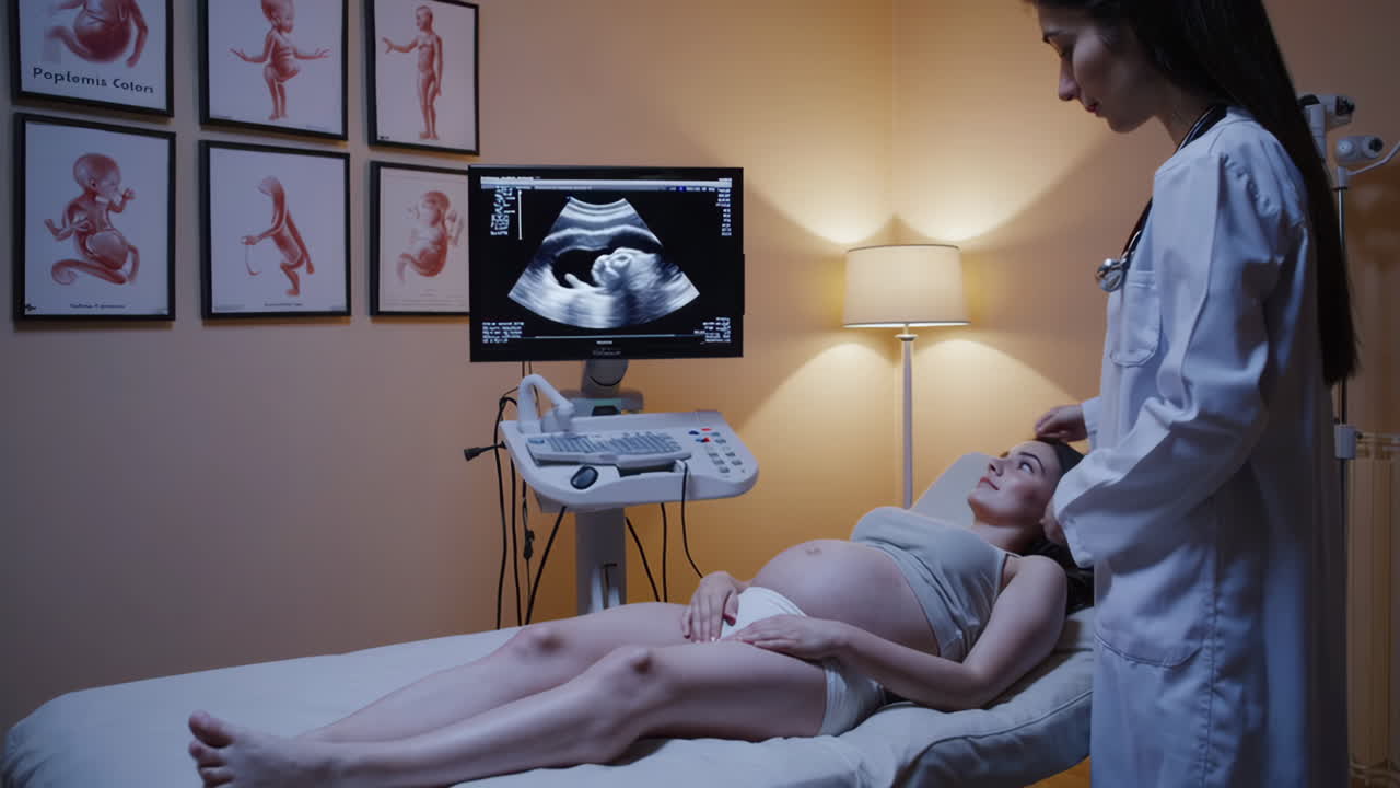 Donna incinta a un appuntamento per l'ecografia