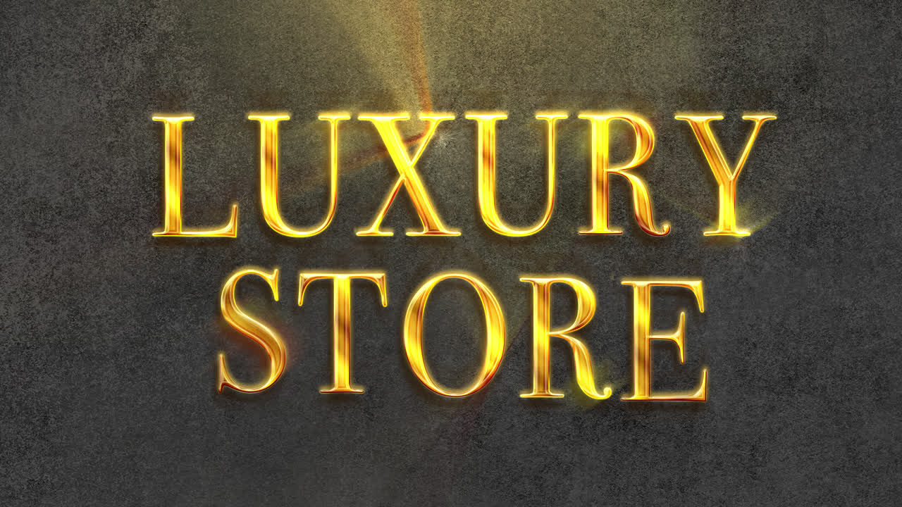 Luxury Store Sign with Golden Glowing Text