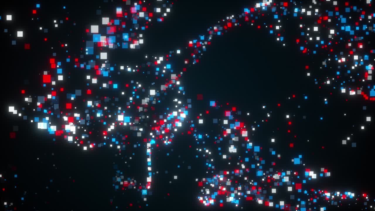 작은 사각형 입자의 격동 움직임 - 컴퓨터 생성 3d 렌더링 - 추상적인 배경