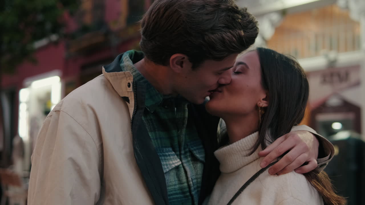 Romantic Couple's Kiss in Seville at Dusk