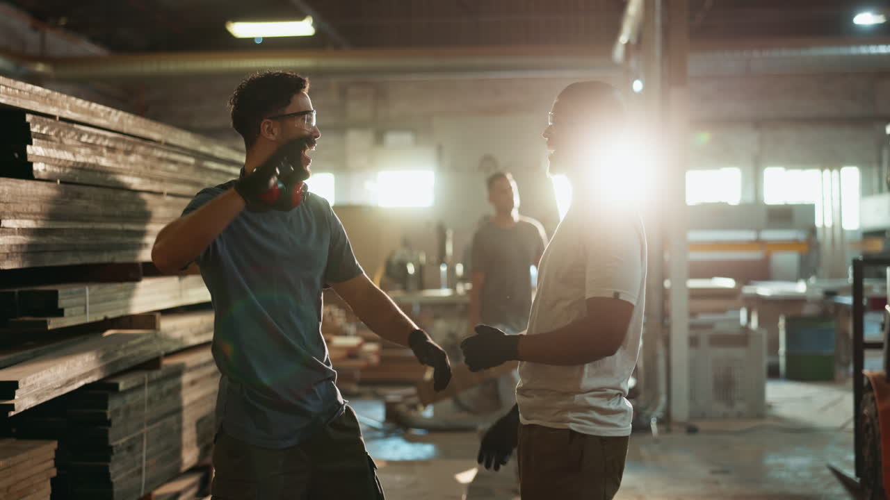Warehouse workers taking a break