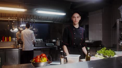 female chef in a commercial kitchen