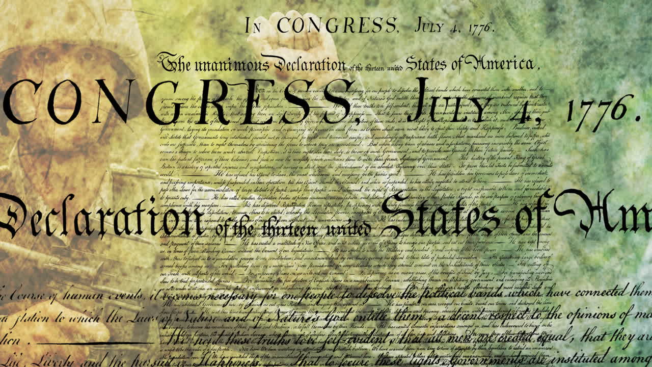 움직이는 텍스트와 함께 문서 위에 군인의 애니메이션