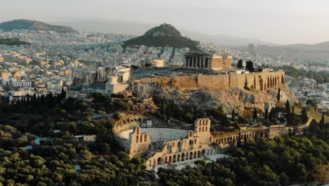 greek legend myth mythology historic drone aerial acropolis parthenon athens greece 4k