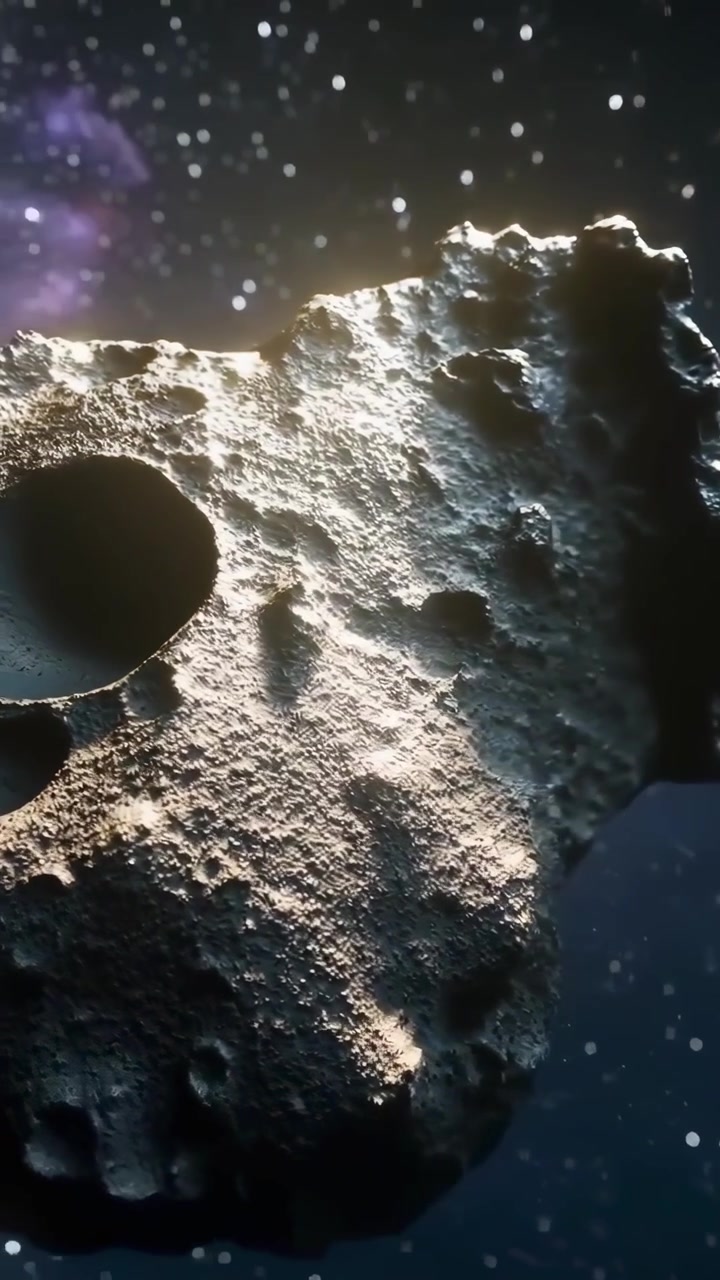 Large Asteroid Floating in Deep Space