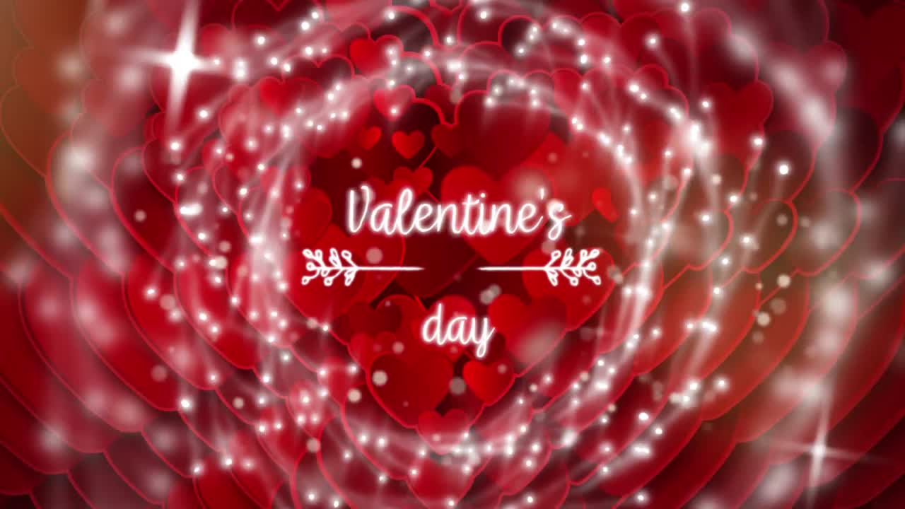 texto del día de san valentín con corazones en el fondo