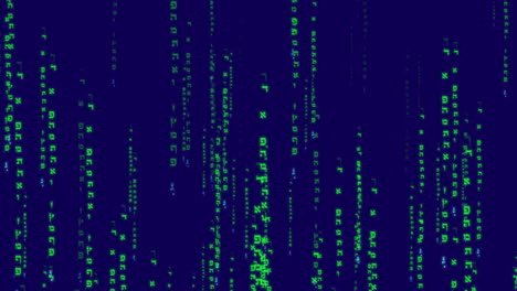 blue background with hebrew characters as matrix operating system digital rain code - bible text from ezekiel's prophecy about gog from the land of magog