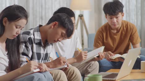 students studying together at home