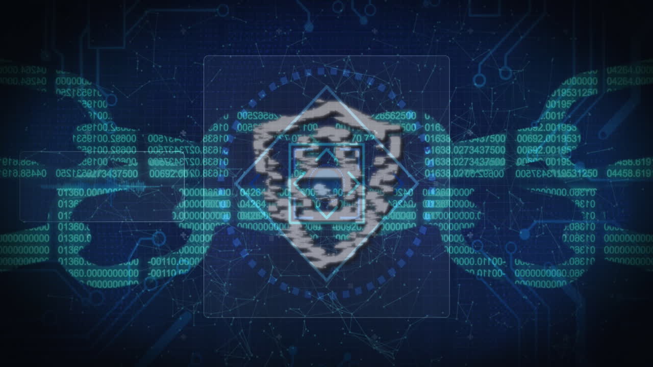 animación de los ámbitos de candados de seguridad en línea escaneando en pantalla a través de una cadena digital