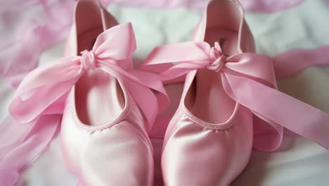 pair of pink satin ballet flats