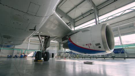 airplane maintenance in hangar